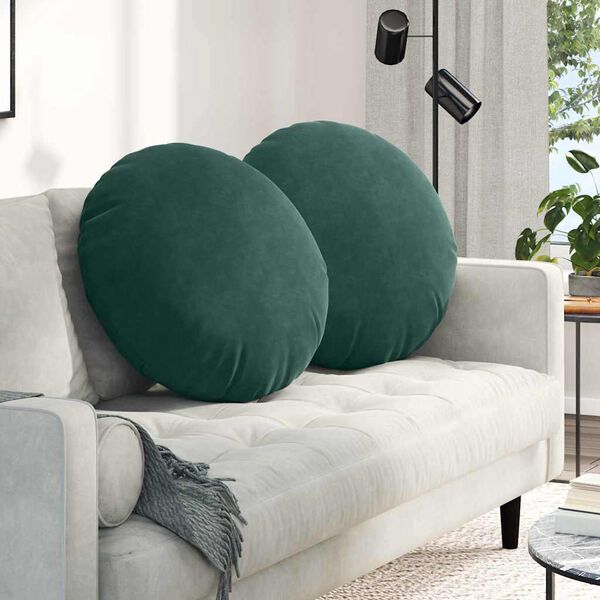 vidaXL Coussins de si&egrave;ge 2 pcs Vert fonc&eacute; &Oslash; 40 x 13 cm Velours