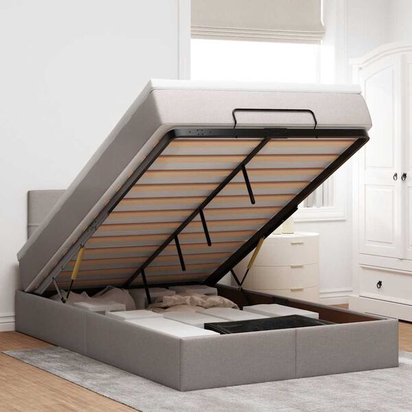 VidaXL Cadre de lit ottoman avec matelas taupe 120x190 cm tissu