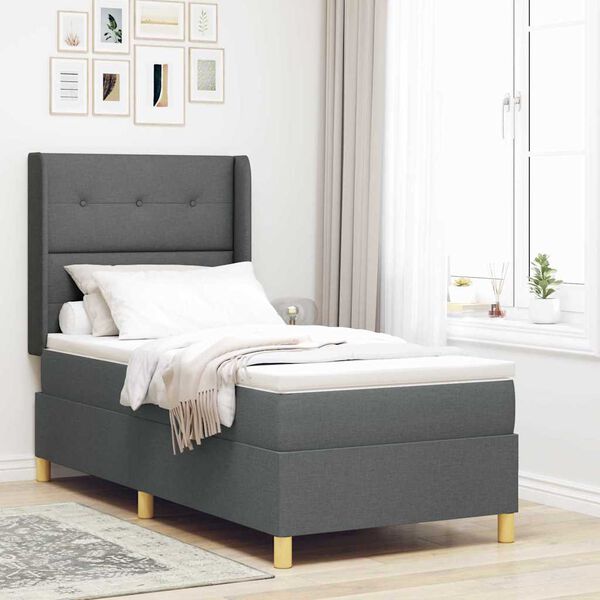 vidaXL Lit &agrave; ressorts avec matelas Gris 140 x 200 cm tissu