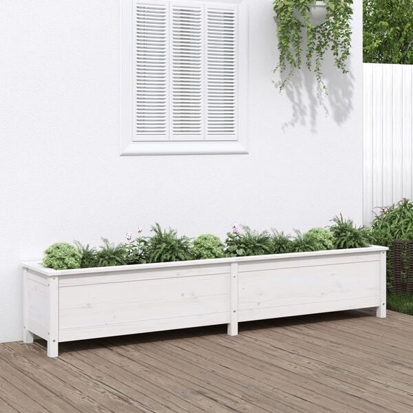 vidaXL Lit sur&eacute;lev&eacute; de jardin blanc 199,5x40x39 cm bois de pin massif