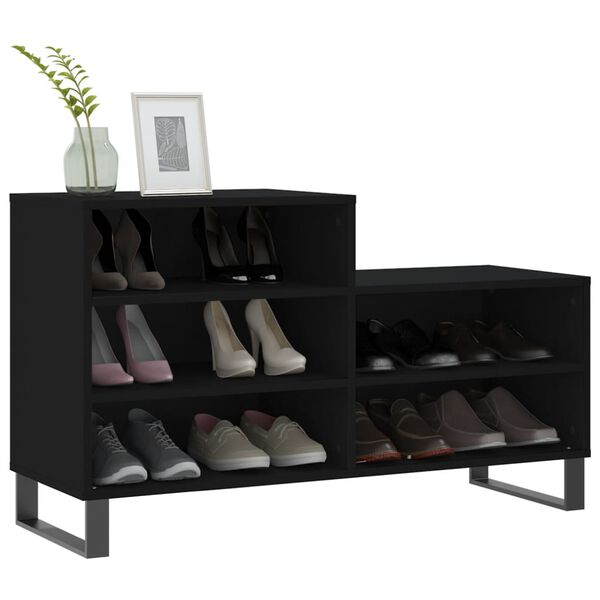 vidaXL Armoire à chaussures Noir 102x36x60 cm Bois d'ingénierie