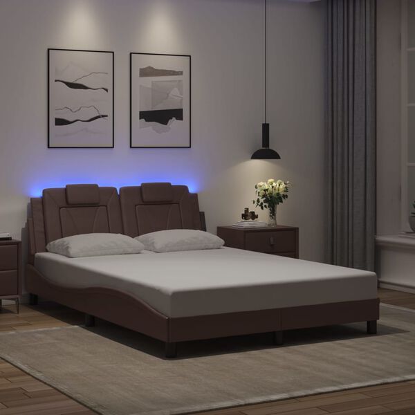vidaXL Cadre de lit Viana avec LED sans matelas marron 140x190 cm