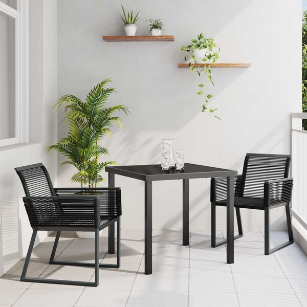 vidaXL Ensemble de salle &agrave; manger pour jardin 3 pcs Noir