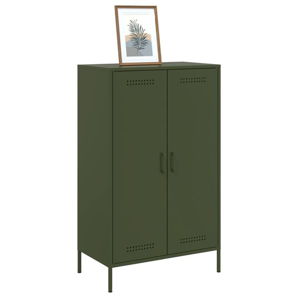 vidaXL Buffet haut vert olive 68x39x113 cm acier
