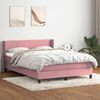 vidaXL Sommier &agrave; lattes de lit avec matelas rose 160x220 cm velours