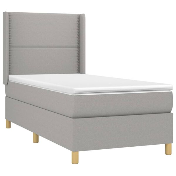 vidaXL Sommier &agrave; lattes de lit avec matelas Gris clair 100x200cm Tissu