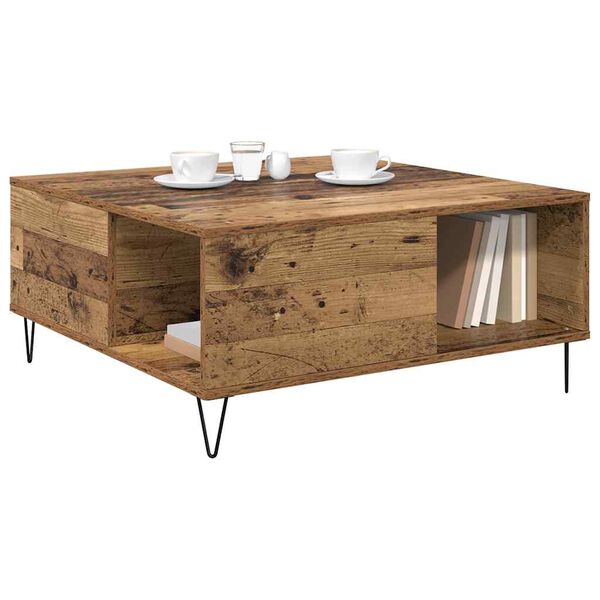 vidaXL Table basse Bois Ancien 80 x 80 x 36,5 cm Bois d'ing&eacute;nierie