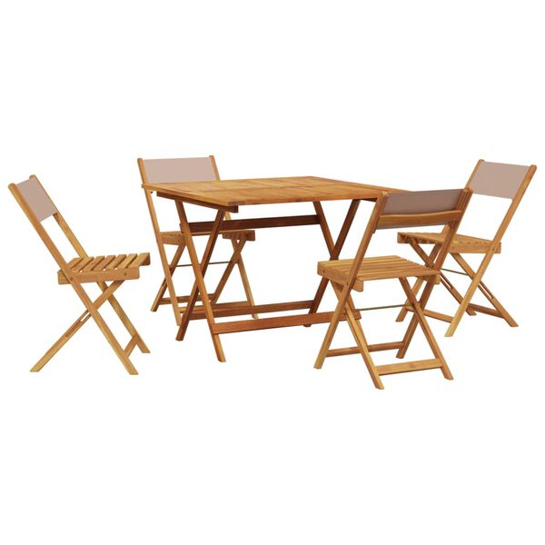 vidaXL Ensemble &agrave; manger de jardin 5 pcs taupe tissu et bois massif
