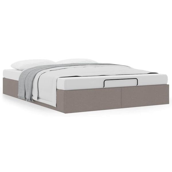 vidaXL Cadre de lit ottoman sans matelas taupe 140x200 cm tissu