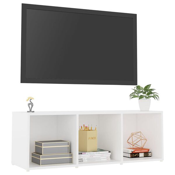 vidaXL Meuble TV Blanc 107x35x37 cm Bois d’ingénierie