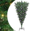 vidaXL Sapin de No&euml;l artificiel pr&eacute;-&eacute;clair&eacute; &agrave; l'envers avec ensemble de boules