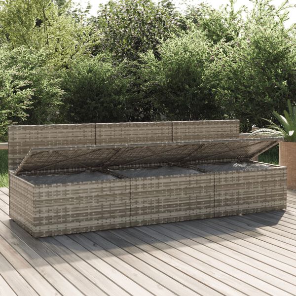 vidaXL Canap&eacute; de jardin 3 places avec coussins Gris R&eacute;sine tress&eacute;e
