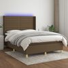vidaXL Sommier &agrave; lattes de lit matelas et LED Marron fonc&eacute; 140x190 cm