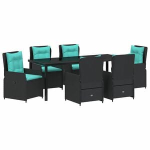 vidaXL Ensemble de salle &agrave; manger pour jardin 7 pc Noir Poly rotin