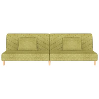 vidaXL Canapé-lit à 2 places avec deux oreillers Vert Tissu