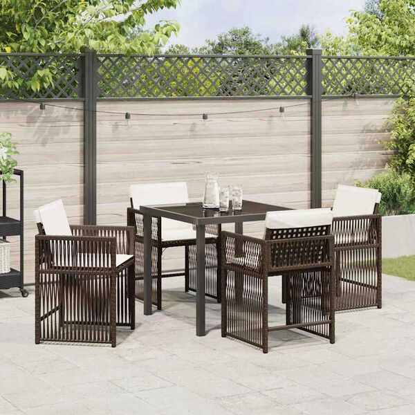 vidaXL Ensemble de salle &agrave; manger pour jardin 5 pcs Marron polyrotin