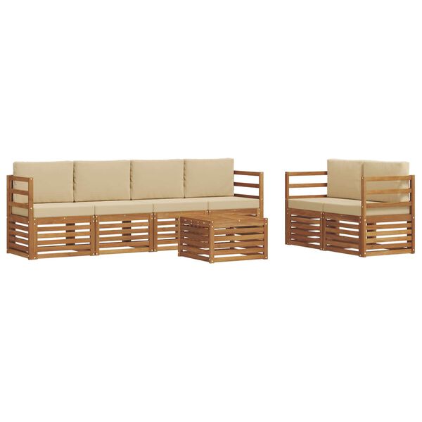 vidaXL Ensemble de canap&eacute;s d'ext&eacute;rieur 7 pcs Naturel et Beige
