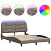 vidaXL Cadre de lit avec LED sans matelas Hvar taupe 140x190 cm tissu