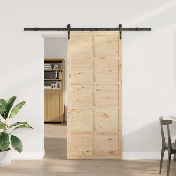 vidaXL Porte coulissante Marron 80 x 208 cm Bois de pin massif
