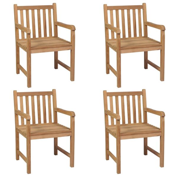 vidaXL Chaises de jardin lot de 4 et coussins gris Bois de teck solide