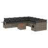 vidaXL Salon de jardin 11 pcs avec coussins gris r&eacute;sine tress&eacute;e