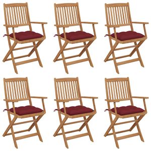 vidaXL Chaises pliantes 6 pi&egrave;ces avec coussins en bois d'acacia massif