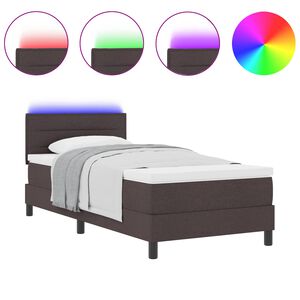 vidaXL Lit &agrave; ressorts avec matelas Marron fonc&eacute; 80 x 200 cm tissu