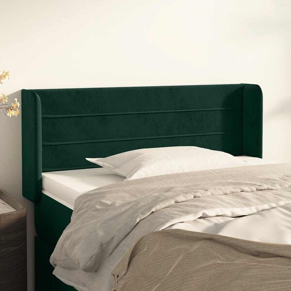 vidaXL T&ecirc;te de lit avec oreilles Vert fonc&eacute; 83x16x78/88 cm Velours