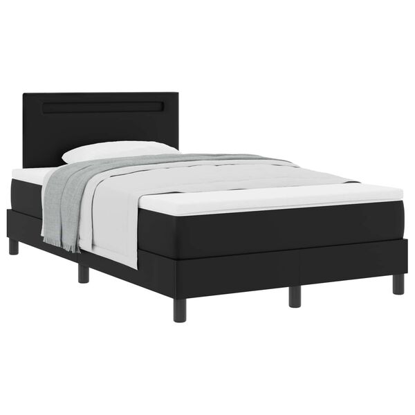vidaXL Lit &agrave; ressorts avec matelas Noir 120 x 190 cm Simili cuir