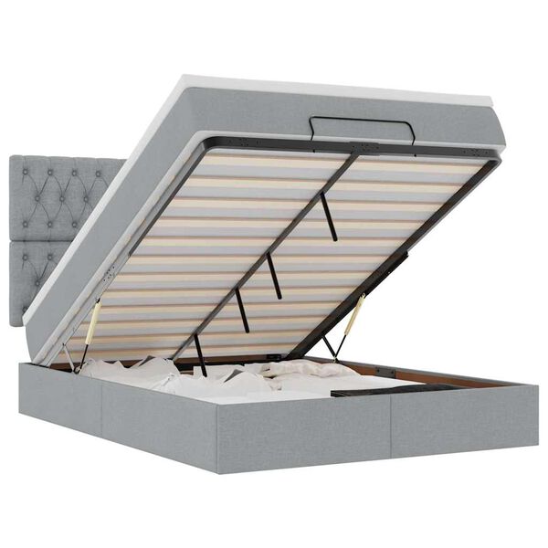 VidaXL Cadre de lit ottoman et matelas gris clair 140x200 cm tissu