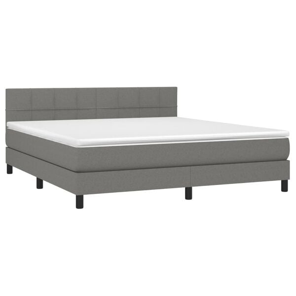 vidaXL Sommier &agrave; lattes de lit avec matelas Gris fonc&eacute; 180x200cm Tissu