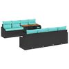 vidaXL Ensemble de canap&eacute; de jardin 9 pcs Noir et Sarcelle