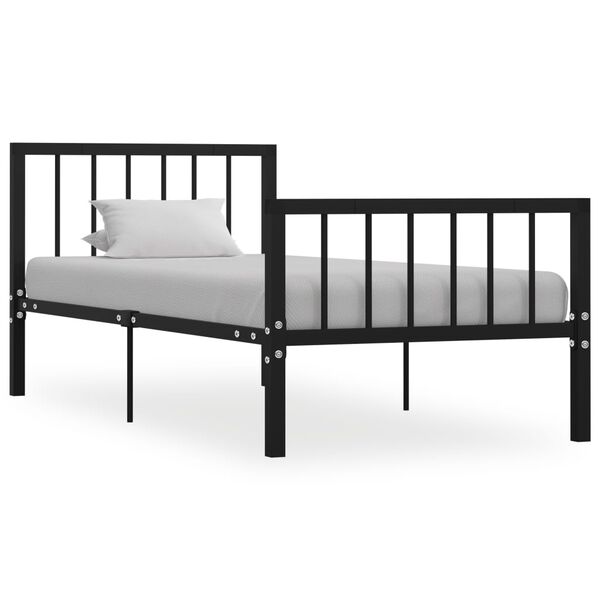 vidaXL Cadre de lit sans matelas noir m&eacute;tal 90x200 cm