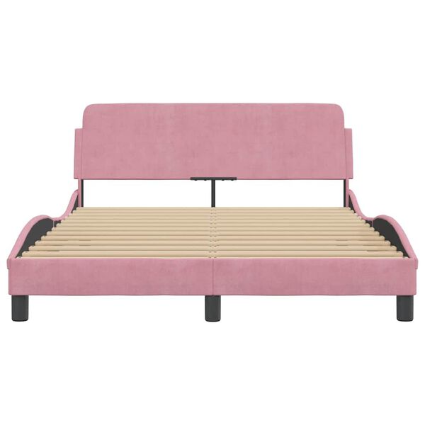 vidaXL Cadre de lit avec t&ecirc;te de lit Dover rose 120x200cm velours