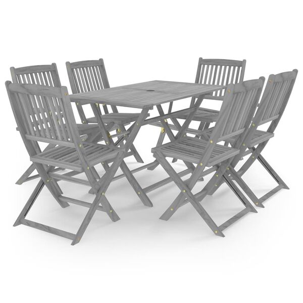 vidaXL Ensemble &agrave; manger de jardin 7 pcs Bois d'acacia massif Gris