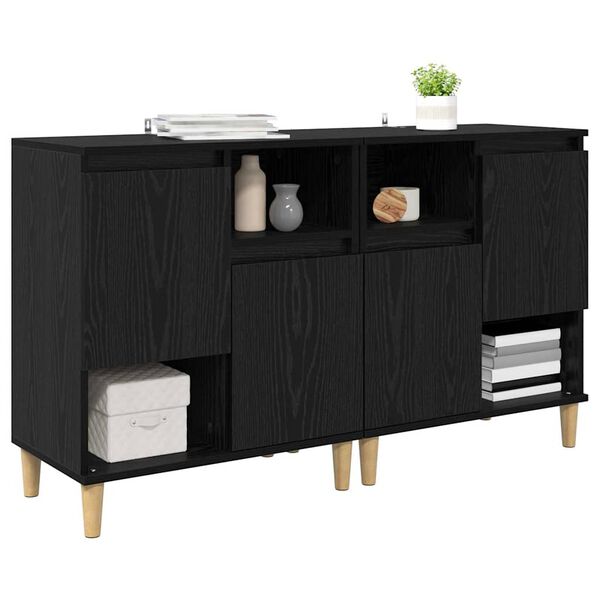 vidaXL Buffets 2 pcs Ch&ecirc;ne noir 60 x 35 x 70 cm Bois d'ing&eacute;nierie