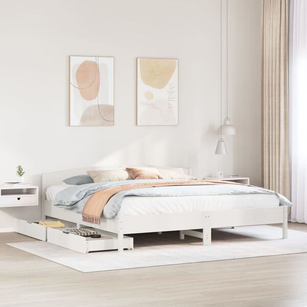 vidaXL Cadre de lit sans matelas blanc 180x200 cm bois massif de pin