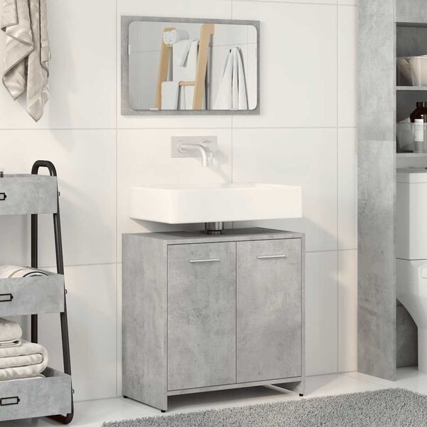 vidaXL Armoire de bain avec miroir gris b&eacute;ton bois d'ing&eacute;nierie