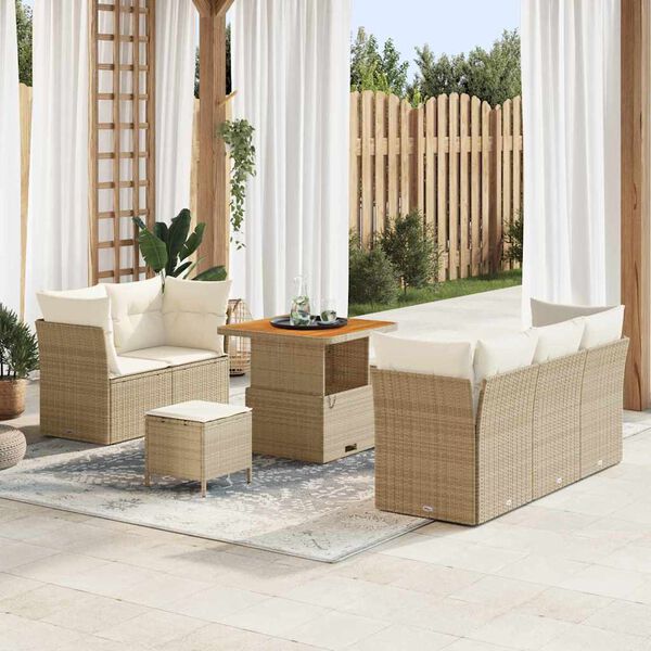 vidaXL Ensemble de canap&eacute; de jardin avec coussin 8 pcs beige et cr&egrave;me