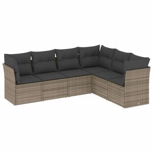 vidaXL Salon de jardin 6 pcs avec coussins gris r&eacute;sine tress&eacute;e