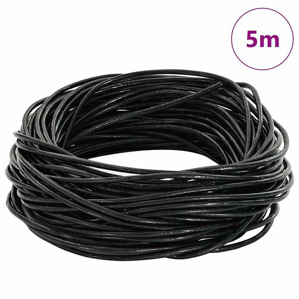 vidaXL Corde en Cuir Noir &Oslash;1,5 mm x 5 m Cuir