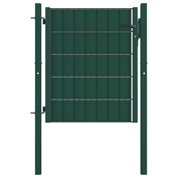 vidaXL Portail de cl&ocirc;ture en PVC et acier 100x100 cm vert