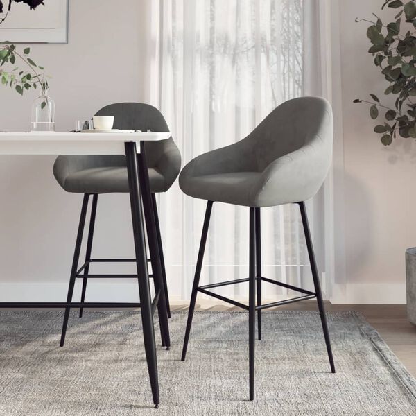 vidaXL Tabourets de bar lot de 2 gris clair velours