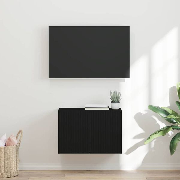 vidaXL Meuble TV mural Noir 59,5 x 31 x 40 cm Bois d'ing&eacute;nierie