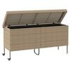 vidaXL Boîte rangement jardin roues beige 160x55x75 cm résine tressée