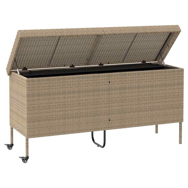 vidaXL Boîte rangement jardin roues beige 160x55x75 cm résine tressée