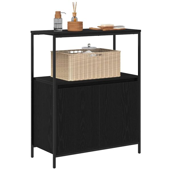 vidaXL Meuble de salle de bain avec &eacute;tag&egrave;res ch&ecirc;ne noir 76,5x35x95 cm