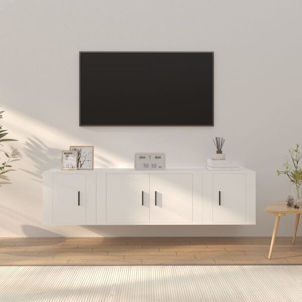 vidaXL Ensemble de meubles TV 3 pcs Blanc Bois d'ing&eacute;nierie