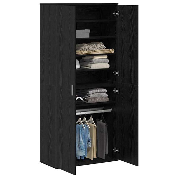 vidaXL Haut de Mobilier Ch&ecirc;ne noir 80 x 39 x 178 cm Bois d'ing&eacute;nierie