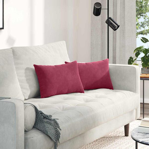 vidaXL Coussins de canapé 2 pcs Rouge bordeaux 50 x 30 cm